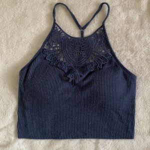 Blue crochet halter top